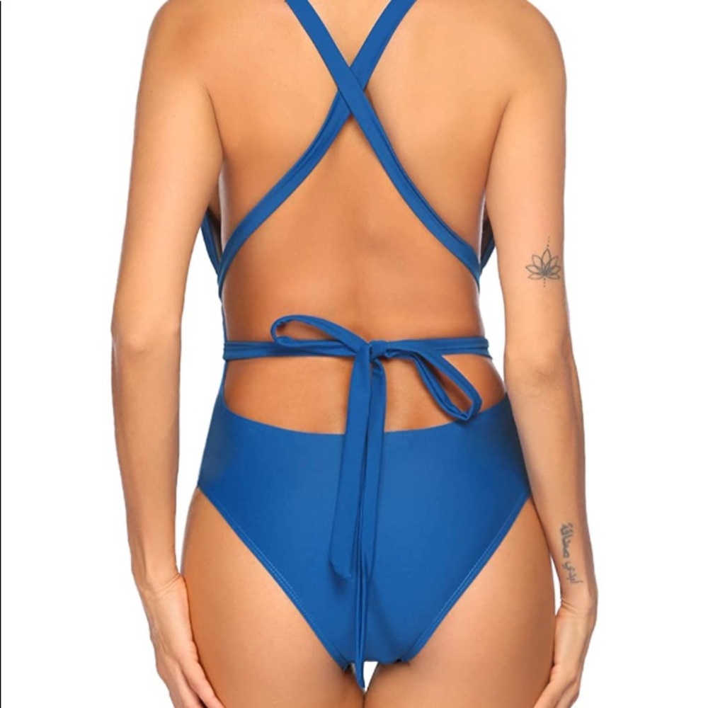 Royal blue Bathing suit! Sexy low cut! - Picture 2 of 3